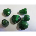 Glass Beads, Foil Mixed, Indian Beads, Green, Shapes Vary, 15mm - 20mm, 4pc