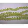 Glass Beads, Bicone, Light Green, 8mm, ±42pc