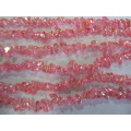 Glass Beads, Czech Chips, Pink AB, Small, ±40cm String