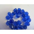 Glass Beads, Indian Beads, Pinched Round, Royal Blue, 9mm, Size and Shape May Vary Slightly, ±14pc