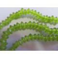 Glass Beads, Indian Beads, Rondelle, Clear Lime, ±4mm x ±6mm, Size and Shape May Vary, ±20pc