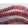 Glass Beads, Indian Beads, Rondelle, Vivid Burgundy, ±4mm x ±6mm, Size and Shape May Vary, ±20pc