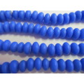 Glass Beads, Indian Beads, Rondelle, Dark Blue, 8mm x 12mm, Size and Shape May Vary, ±20pc