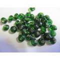 Glass Beads, Indian Beads, Rondelle, Dark Green, ±5mm x ±9mm, Size and Shape May Vary, ±14pc