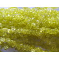 Glass Beads, Crackle, Chips, Yellow, 6mm - 8mm, ±40cm String