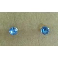 Riza Earrings, Blue Rhinestones, 5mm, Stamped 925, Studs, 2pc