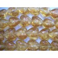 Glass Beads, Fancy, Heart, Medium, Yellow, 27mm x 27mm, 1pc