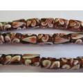 Glass Beads, Fancy, Hand Painted, Tube, Brown, 15mm x 10mm, 4pc