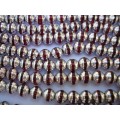 Glass Beads, Fancy, Round, Red With Silver, 10mm, ±10pc