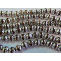 Glass Beads, Fancy, Round, Brown With Silver, 12mm, ±34pc