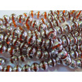 Glass Beads, Fancy, Round, Orange With Silver, 12mm, ±34pc