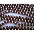 Glass Beads, Fancy, Round, Brown With Silver, 8mm, ±52pc