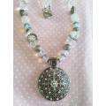 Simone Necklace, Clear Quartz, Moonstone And Clear Crystal Beads, Nickel......... Toggle Clasp, 46cm