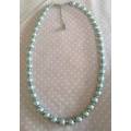 Perrine Necklace, Grey Glass Pearls, Pearl Size - 8mm, Lobster Clasp, 47cm + 5cm Ext