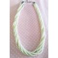 Perrine Necklace, Cream Glass Pearls, Pearl Size - 6mm, 6 Strands, Lobster Clasp, 44cm + 5cm Ext