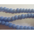 Glass Beads, Indian Beads, Round, Soft Blue Matt, ±7mm - Size May Vary Slightly, 20pc