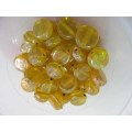 Glass Beads, Plain, Flat Round, Yellow, 10mm, 20pc