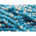 Glass Beads, Round, Blue / White Matt, 10mm, ±35pc