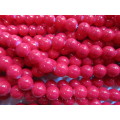 Glass Beads, Round, Cerise Pink, 10mm, ±35pc