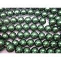 Glass Pearls, Shiny Dark Green, 12mm, ±72pc
