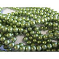 Glass Pearls, Shiny Green, 12mm, ±72pc