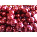 Glass Pearls, Shiny Red, 16mm, ±16pc