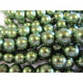 Glass Pearls, Shiny Green, 16mm, ±16pc