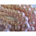 Glass Pearls, Shiny Pink, 16mm, ±16pc