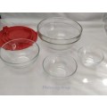 4 x Glass Bowl`s, Durable and Heat Resistant, 1 x 750ml, 1 x 250ml, 1 x 150ml, 1 x 100ml
