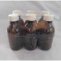 6 x Amber Glass Bottles, White Screw On Cap, 150ml