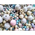 Wooden Beads, Mixed Shapes, Sizes And Colours, ±30pc