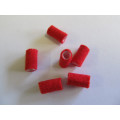 Go Green Beads, Recycled Material, Polypropylene And Textile, Tube, Red, 13mm X 7mm, 6pc