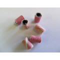 Go Green Beads, Recycled Material, Polypropylene And Textile, Tube, Pink, 13mm X 8mm, 6pc