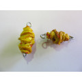 Go Green  Connector Beads, Recycled Material, Polypropylene And Wire, Handmade, Yellow, ±32mm, 2pc