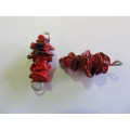 Go Green, Connector Beads, Recycled Material, Polypropylene And Wire, Handmade, Red, ±32mm, 2pc