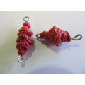 Go Green, Connector Beads, Recycled Material, Polypropylene And Wire, Handmade, Red, ±33mm, 2pc