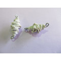 Go Green Connector Beads, Recycled Material, Polypropylene And Wire, Handmade, White, ±32mm, 2pc