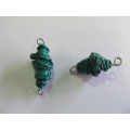 Go Green Connector Beads, Recycled Material, Polypropylene And Wire, Handmade, Green, ±35mm, 2pc