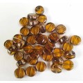 Window Beads, Glass, Round, Brown With Gold, 8mm, ±38pc