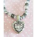 Cristia Necklace, Facetted Grey and Clear Crystal Beads, Nickel Lobster Clasp, 42cm + 5cm, 1pc