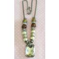 Riza Necklace, Beige And Brown Pandora Style Beads And More, Lobster Clasp, 44cm With 5cm Ext