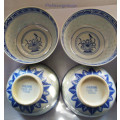Chinese Rice Grain - 6 x Rice Eyes Blue And White Bowl, 200ml, See Photo`s
