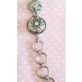 Watch, Nickel With Clear Rhinestones, Toggle Clasp, Fits 16cm - 21cm, 1pc