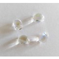 Glass Crystal Beads, Austrian Crystal Teardrop, Clear AB, Hole Top Left to Right, 8mm x 5mm, 4pc
