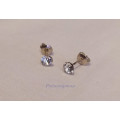 Silver Earrings, 5mm Cubic Zirconia, Stamped 925, Studs, 2pc