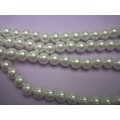 Glass Pearls, White, 8mm, ±50pc