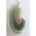 Semi-Precious Pendant, Grey Agate, Grey, 52mm x 26mm, 1pc