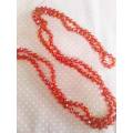 Cristia Necklace, Red Crystal And Cats Eye Beads, 126cm, 1pc