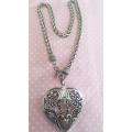 Burtell Necklace, Heart Pendant On Nickel Snake Chain, Lobster Clasp, 48cm, 1pc