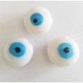 Glass Beads, Hand Crafted, Flat Round, Eye Beads, White, 20mm x 11mm, 2pc